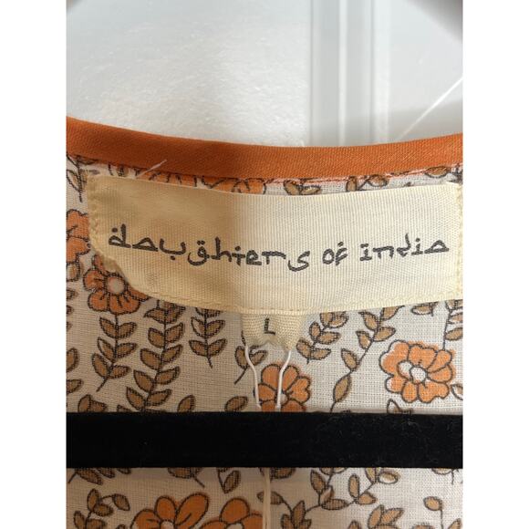 Daughters of India NEW Binita Mini Dress Apricot Color Size Large Orange White - Picture 12 of 16